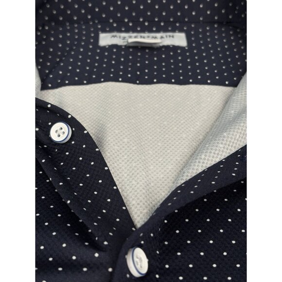 Mizzen + Main Spinnaker Button Down Short Sleeve Men’s XL Trim Navy Dot AOP - Picture 6 of 14